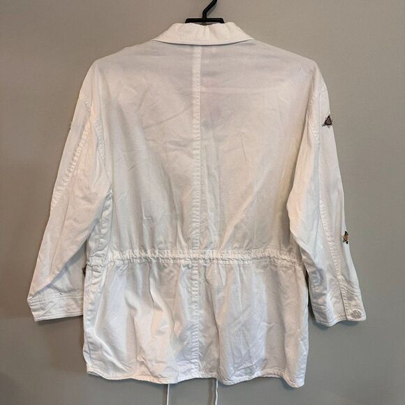 VTG Adam Douglass Adrianna Papell White Cotton Embellished Jacket Womens 14 NWT - Picture 3 of 13